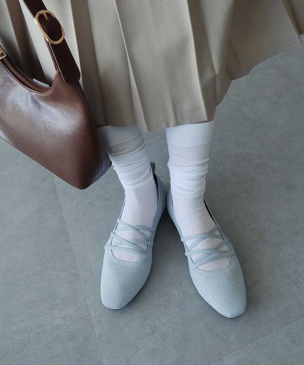 earth music&ecology レースアップニットバレーシューズ Gray