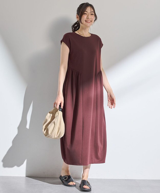 ANY L 【洗濯機可】ライトポンチコクーンワンピース ワイン