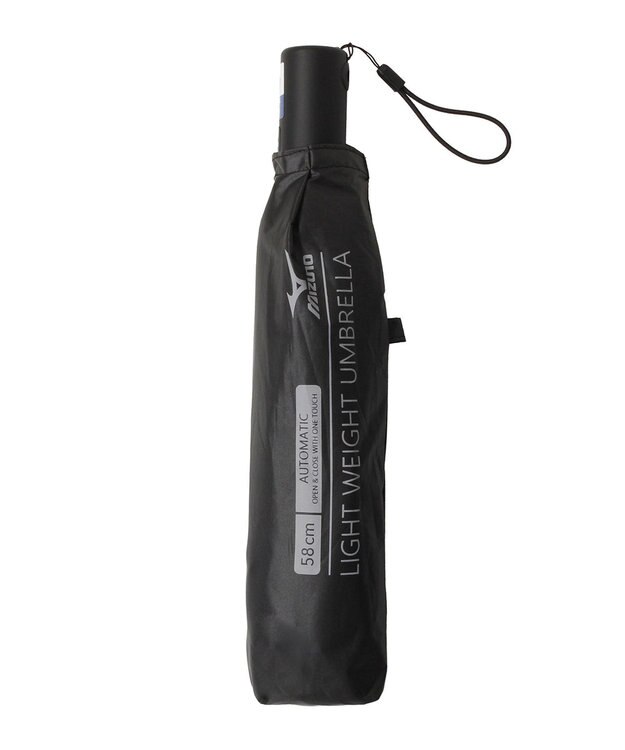 MOONBAT 【WEB限定】MIZUNO  (ミズノ) 無地 ロゴ 日傘 折りたたみ傘 自動開閉 1プッシュ パラソル 晴雨兼用  軽量 一級遮光 遮熱効果 遮光率100% UV遮蔽100% ブラック