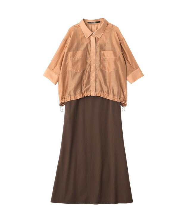YECCA VECCA 【2点SET】シアーシャツ×Aラインキャミワンピース Terracotta