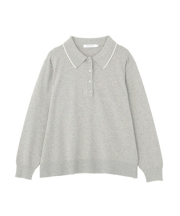 AMERICAN HOLIC 配色ラインニットポロ Light Gray