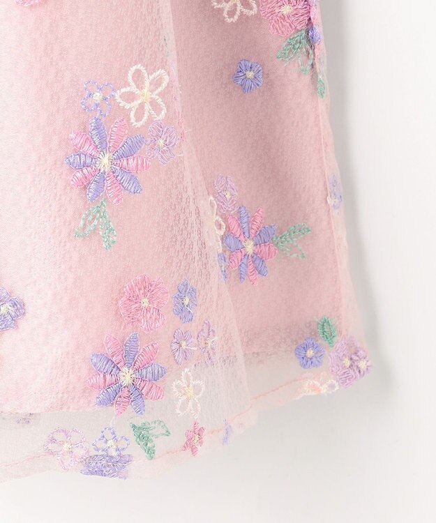 ANY KIDS 花柄刺繍ワンピース ピンク