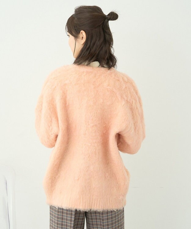 earth music&ecology なみなみ起毛Ｖネックカーディガン Pink Orange