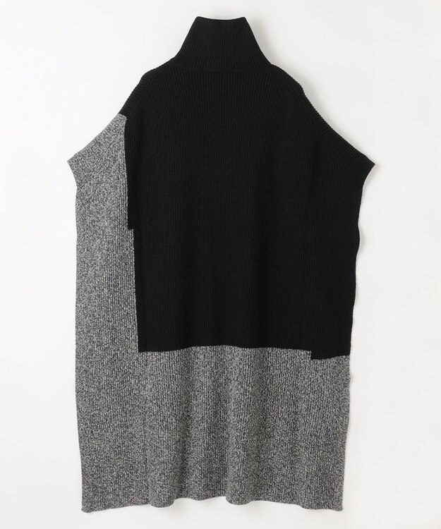 JOSEPH カーディステッチアニメーション　ハイネックポンチョ Black/Ivory