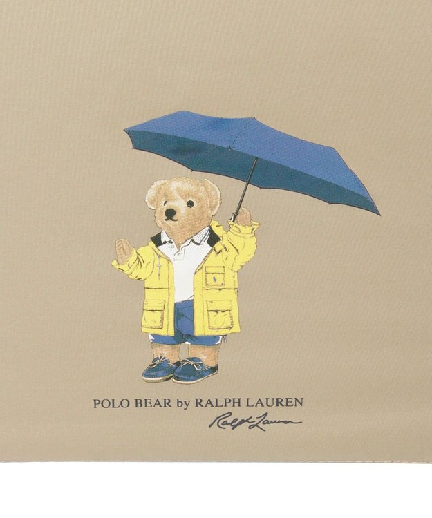 MOONBAT 【 遮光率100％/遮熱/UV/軽量】POLO RALPH LAUREN（ポロ ラルフローレン）晴雨兼用日傘  レインベア  折りたたみ傘 ベージュ