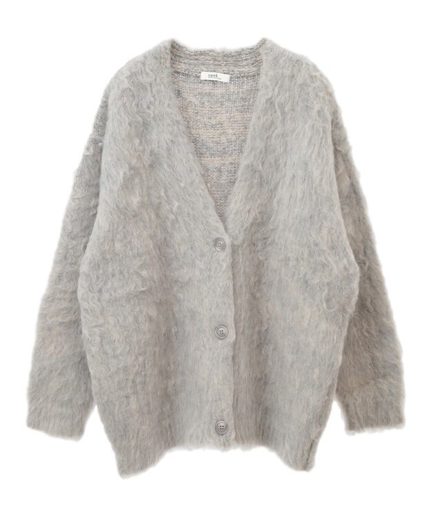 earth music&ecology なみなみ起毛Ｖネックカーディガン Light Gray