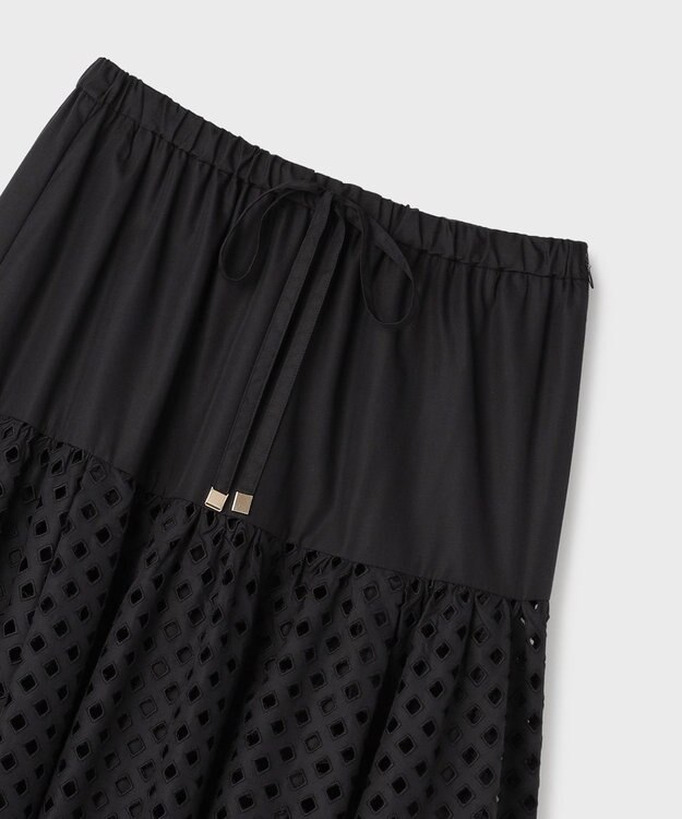 GRACE CONTINENTAL メッシュカットワークスカート ブラック