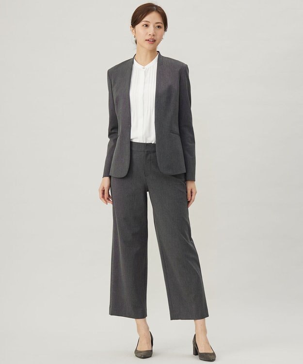 J.PRESS LADIES 【洗える】ヌーディスバックサテン ピンタック ブラウス ホワイト系