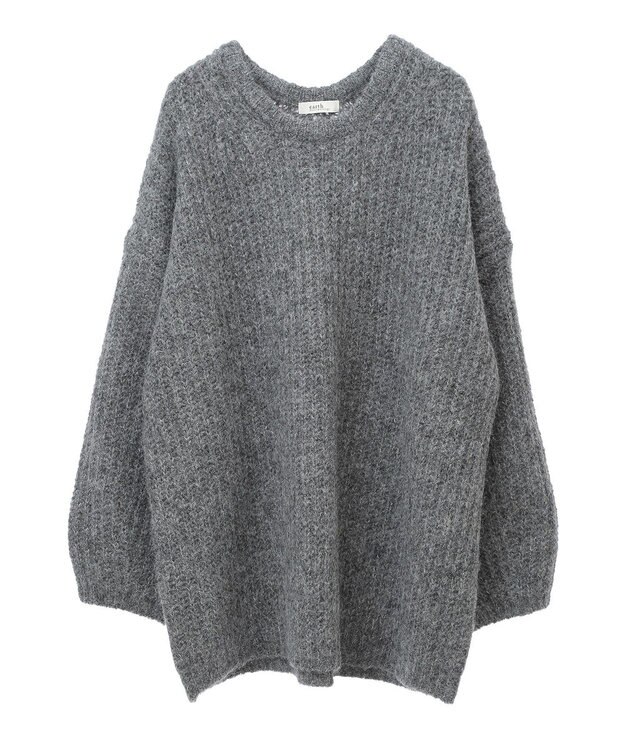 earth music&ecology ふわふわＭＩＸヤーンチュニック Charcoal Gray