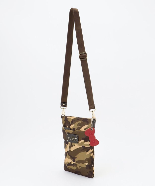LA BAGAGERIE 【LA BAGAGERIE×HELLO KITTY】リボンチャーム付き　スクエアポシェット カーキ