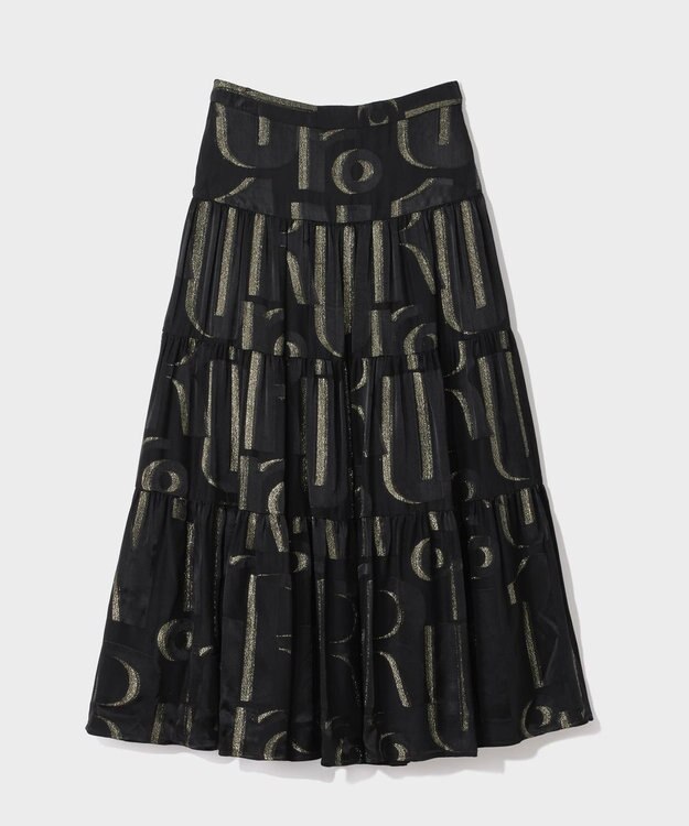 GRACE CONTINENTAL ラメジャガードサテンスカート ブラック
