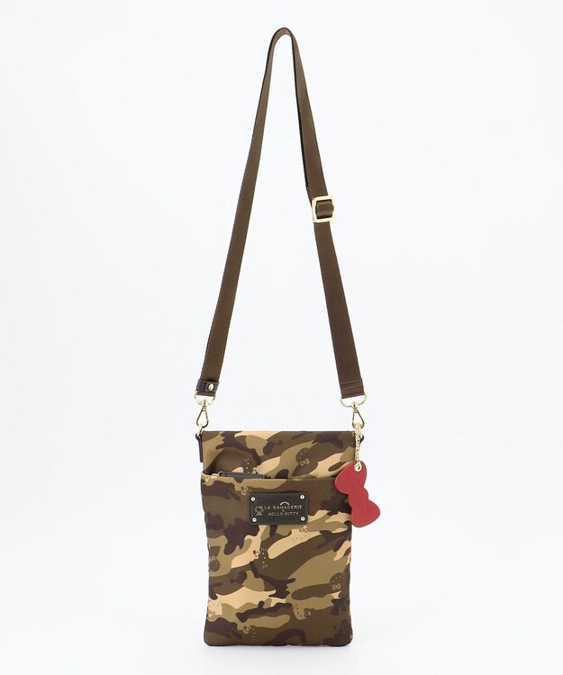 LA BAGAGERIE 【LA BAGAGERIE×HELLO KITTY】リボンチャーム付き　スクエアポシェット カーキ