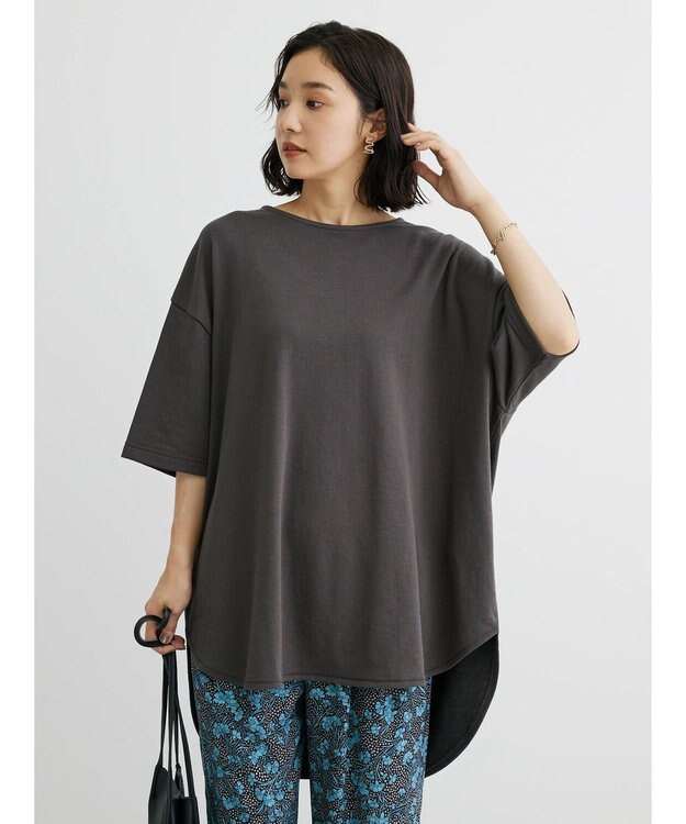 Green Parks ミニ裏毛バックカシュクール半袖チュニック Gray