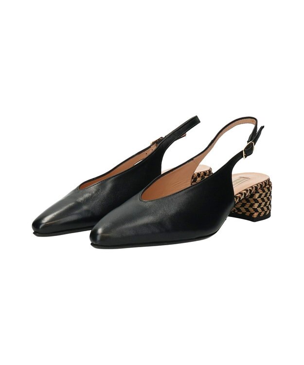 INTER-CHAUSSURES 【INTER-CHAUSSURES】ポインテッドトウVカットバックバンド ブラックコンビ