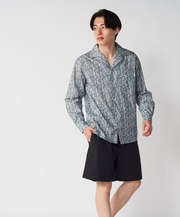 OP／FILA 【Ocean Pacific】プリント長袖オープンネックシャツ グレー