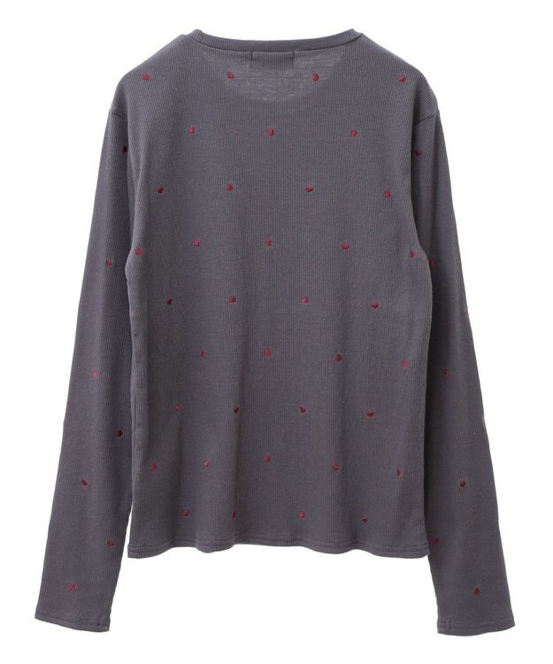 Green Parks ・ＤＯＵＢＬＥ　ＦＬＡＧＳ　ハート刺繍リブロンＴＥＥ Charcoal Gray