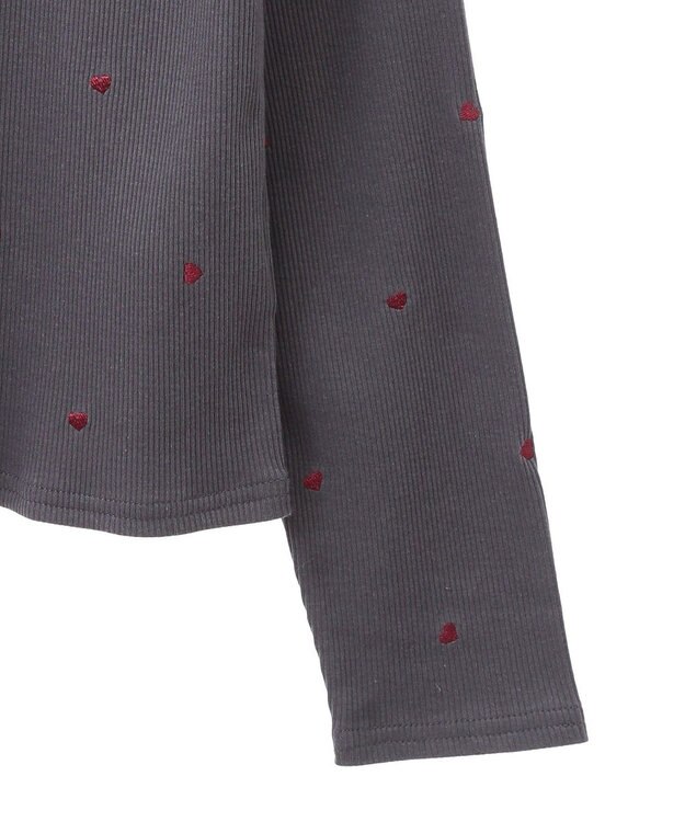 Green Parks ・ＤＯＵＢＬＥ　ＦＬＡＧＳ　ハート刺繍リブロンＴＥＥ Charcoal Gray