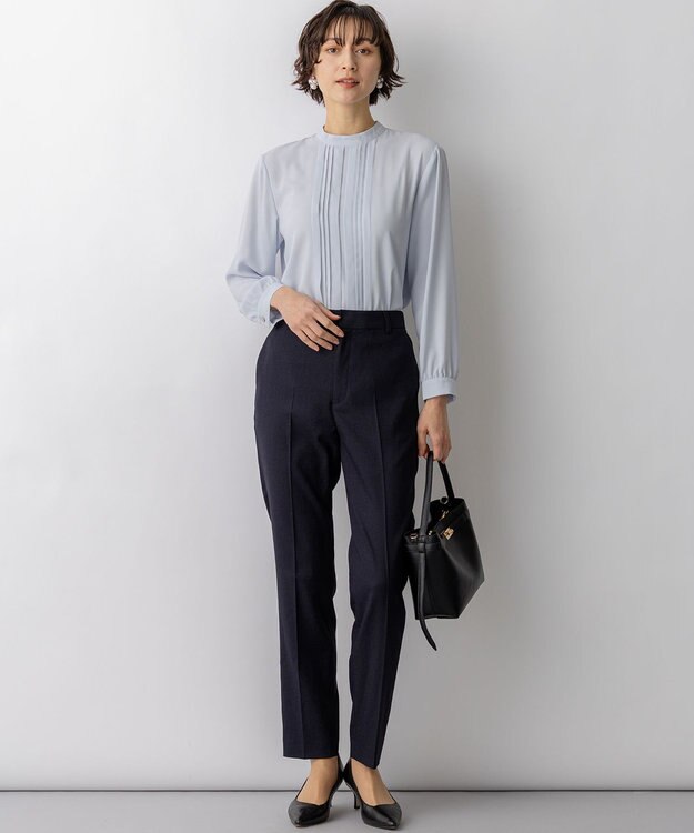 23区 【先行予約】バックサテンアムンゼン フロントタックブラウス スカイブルー系