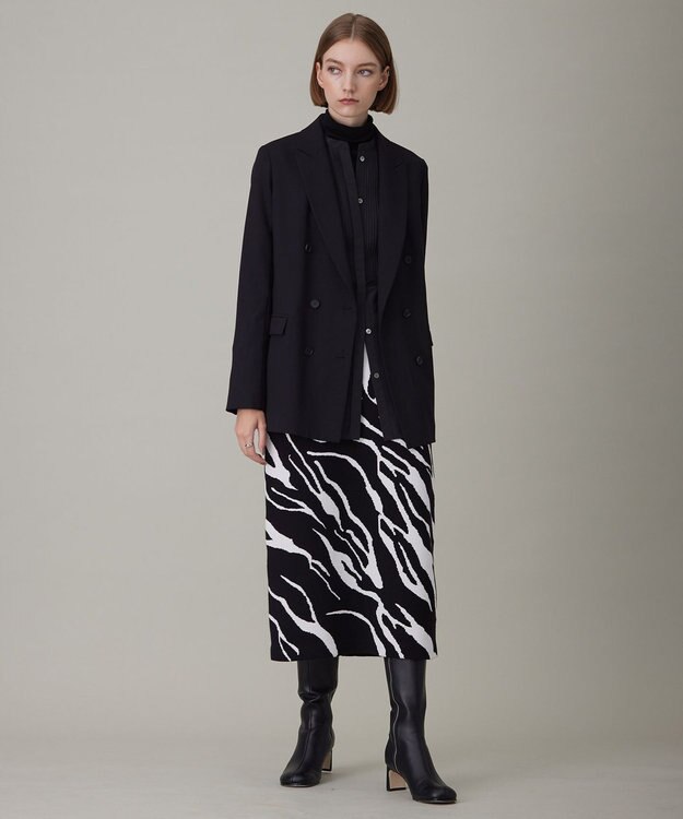 ICB L 【洗える】 トリアセコットンタイプライター シャツブラウス ブラック系