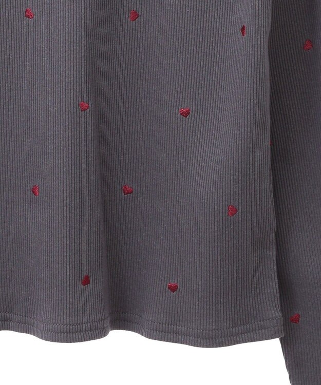 Green Parks ・ＤＯＵＢＬＥ　ＦＬＡＧＳ　ハート刺繍リブロンＴＥＥ Charcoal Gray