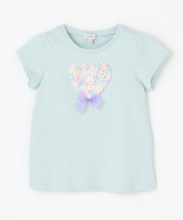 ANY KIDS モシャモシャモチーフ Ｔシャツ エメラルドグリーン×ハート