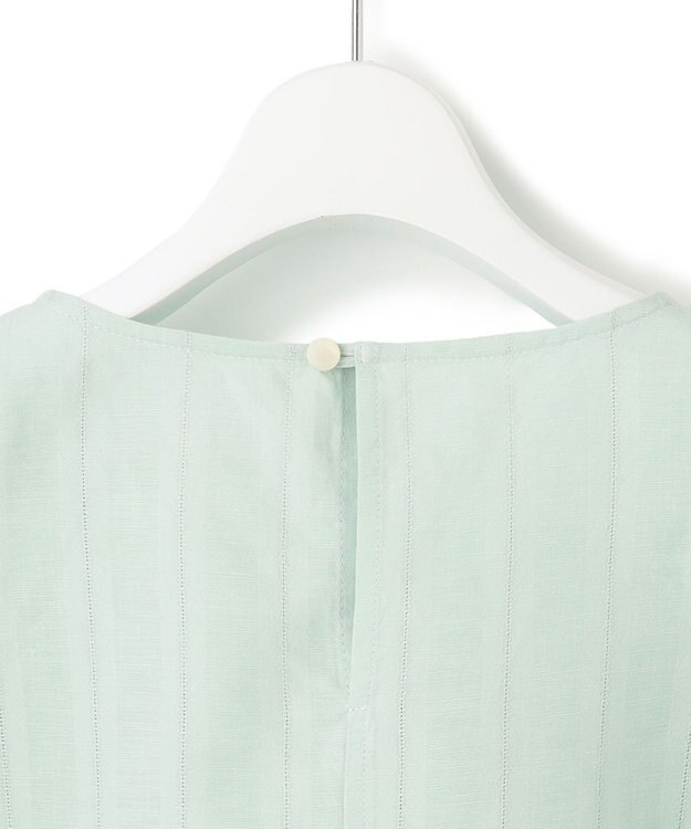 23区 【洗える】カラミストライプ パフスリーブ ブラウス ペールグリーン