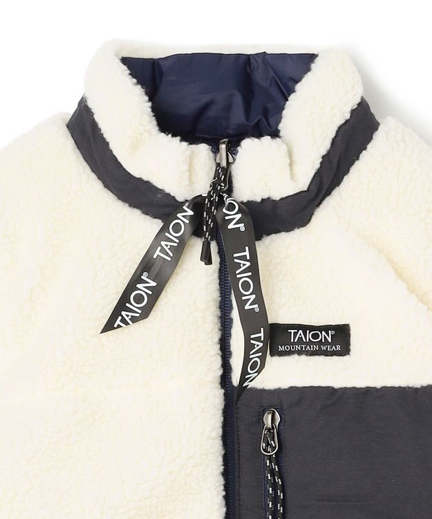 UNFILO 【120-150cm】TAION リバーシブルボア ダウンジャケット(UNISEX) ネイビー×アイボリー