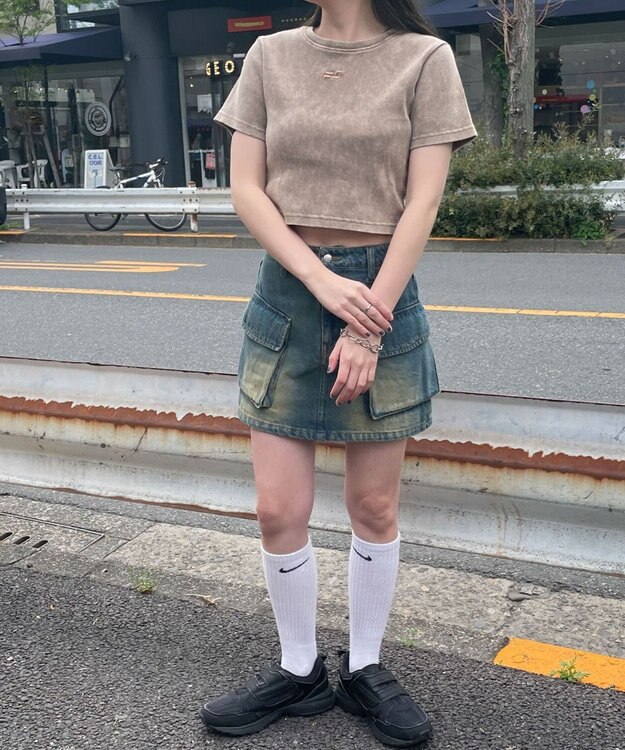 WEGO ヴィンテージウォッシュリブT ブラウン