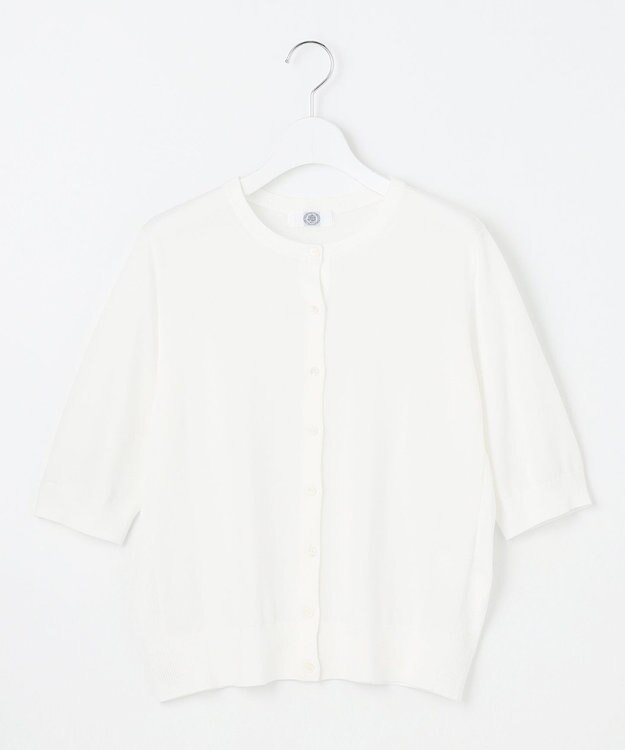 J.PRESS LADIES 【洗える・抗菌防臭】コットンアセテート クルーネック カーディガン ホワイト系