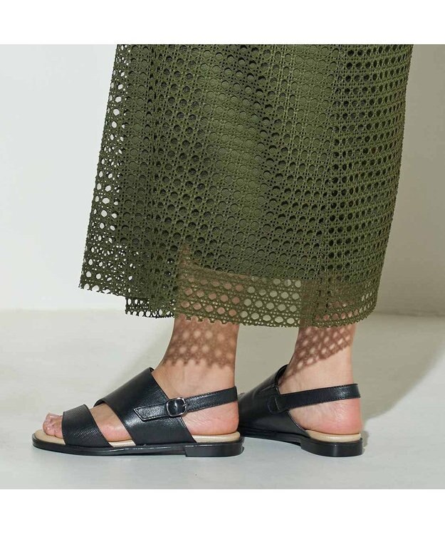 ing <ing>【WEB限定】【３E】ダブルベルトサンダル ブラックカタオシ