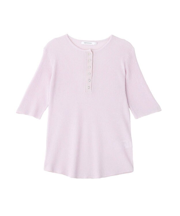 AMERICAN HOLIC 【2点セット】シアーリブヘンリーネックニット＋タンクトップ Purple
