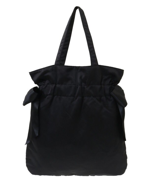 Maison de FLEUR ダブルリボンギャザートートバッグ Black