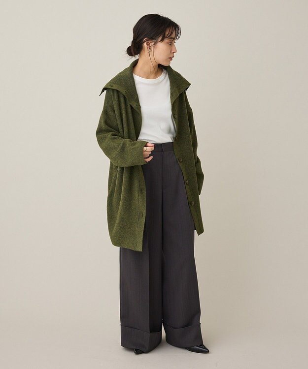 CRAFT STANDARD BOUTIQUE ビックカラーコーディガン Khaki