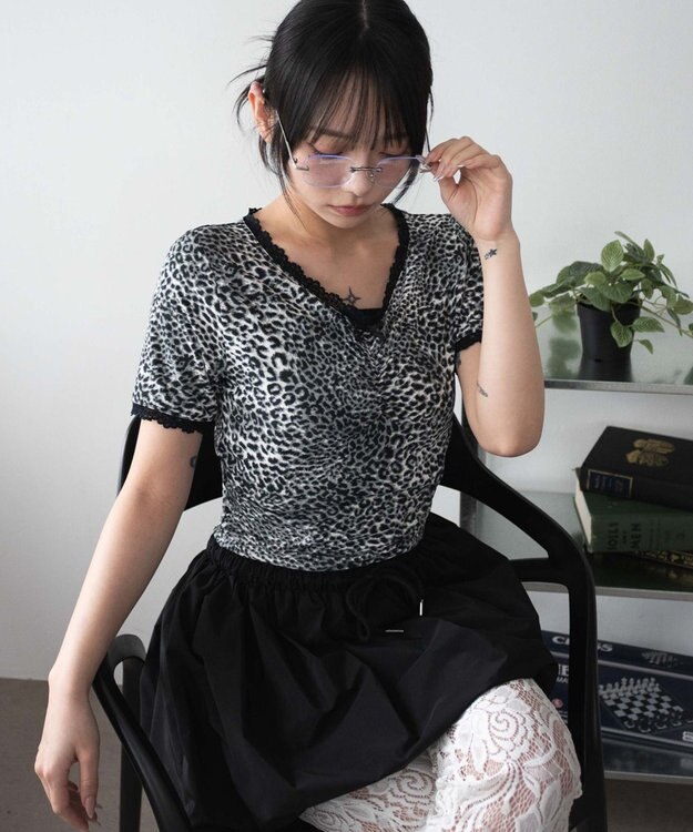 WEGO レオパードレースちびT グレー