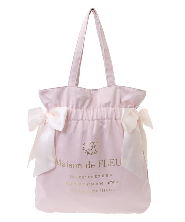 Maison de FLEUR ダブルリボンギャザートートバッグ Light Pink