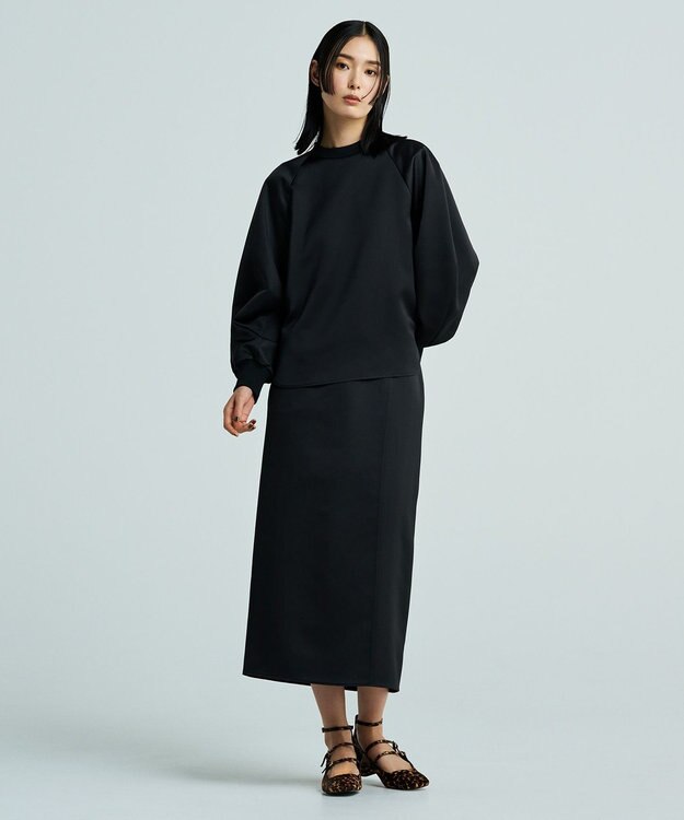 uncrave 【洗濯機洗い可】サテン ブラウス（uncrave WHITE） ブラック