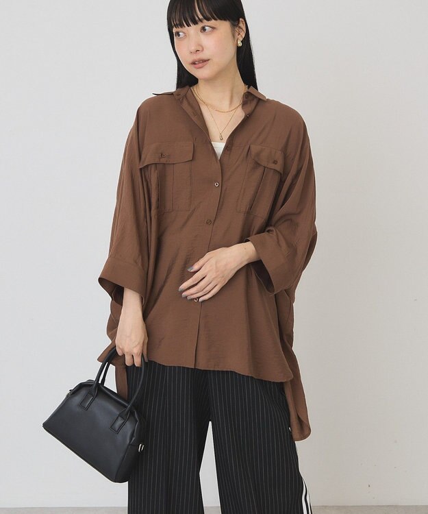 AMERICAN HOLIC 【予約】【WEB限定】接触冷感Wポケットシャツチュニック Brown