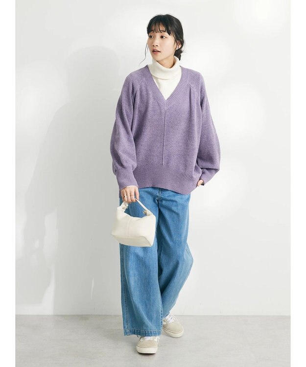 CRAFT STANDARD BOUTIQUE 洗えるコードモールＶネックプルオーバー Purple