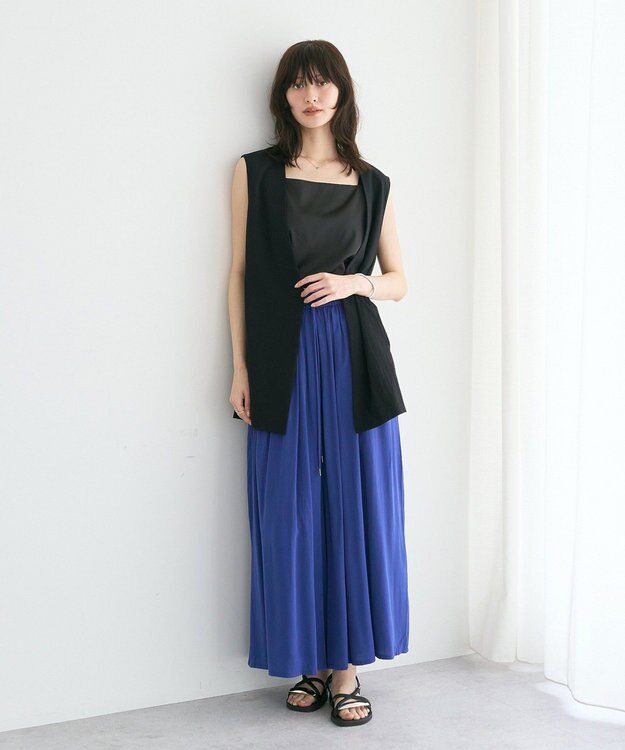 YECCA VECCA 【セットアップ可能】シルキータックワイドパンツ Blue