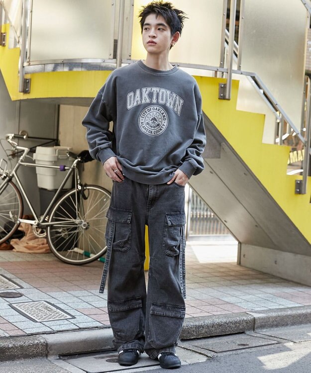 WEGO 【ユニセックス着用ITEM】ピグメントグラフィックプルオーバー 柄1