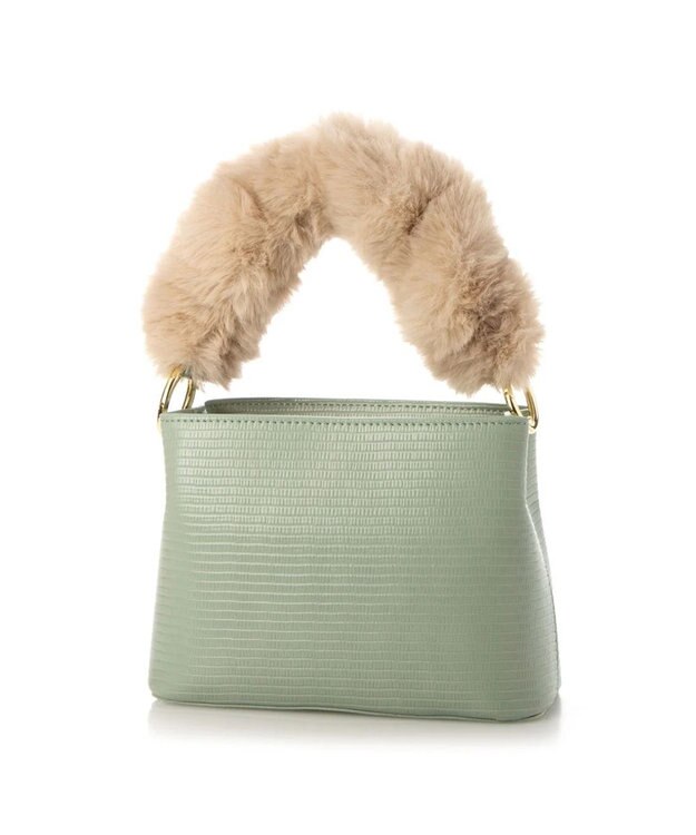 UNBILLION cachecache スパイラルエコファーハンドルスクエアミニショルダー ライトグリーン