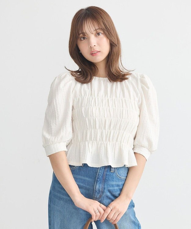 earth music&ecology ポコポコシャーリングトップス White