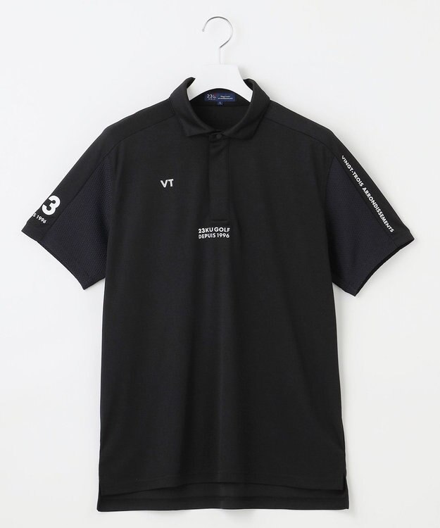 23区GOLF 【MEN】【吸水速乾】ポンチコンビ ポロシャツ ブラック系