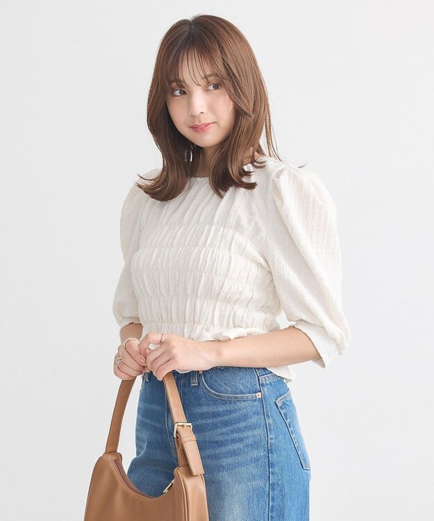 earth music&ecology ポコポコシャーリングトップス White