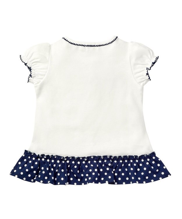 MIKI HOUSE HOT BISCUITS 【80-120cm】すそフリル 半袖Tシャツ 紺