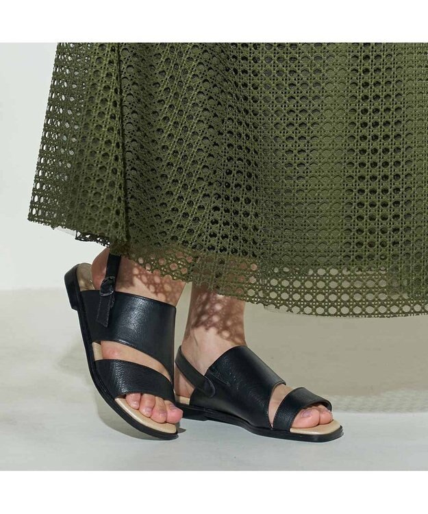 ing <ing>【WEB限定】【３E】ダブルベルトサンダル ブラックカタオシ