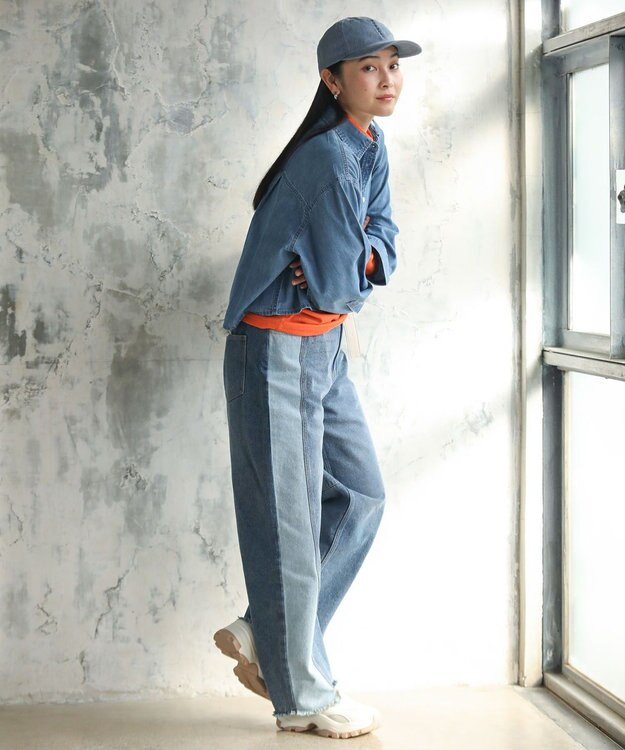 Green Parks ショート丈デニムシャツ Light Indigo