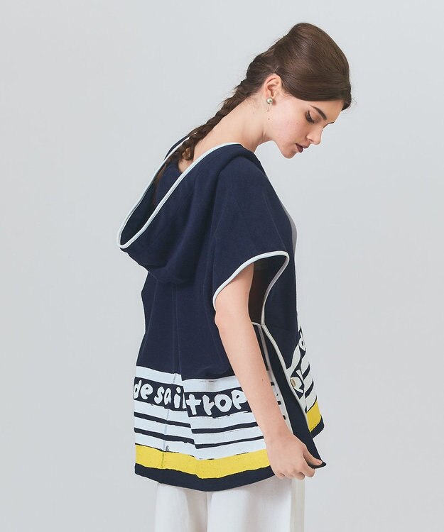 GRACE CONTINENTAL パイルポンチョフーディ ネイビー