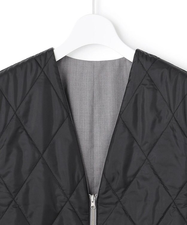 ICB 【洗える・リバーシブル着用可】T/Wツイルキルト リバーシブル パディング ジレ ライトグレー系