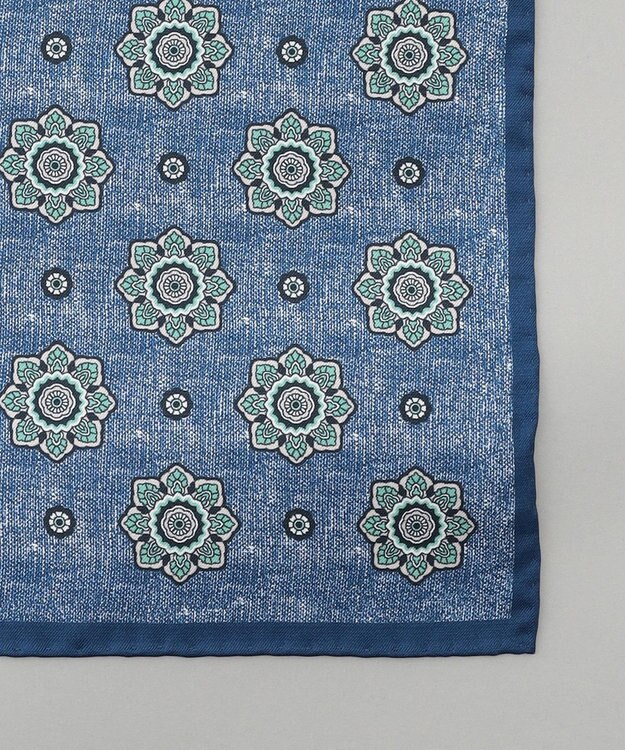 GOTAIRIKU 日本製【シルク100％】オリジナル柄チーフ ネイビー系8